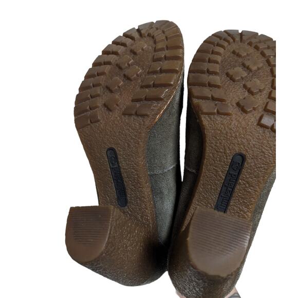 Timberland Glancy Chukka Ankle Bootie Tan Suede Lace Front Heels Size 8.5 - Picture 6 of 12